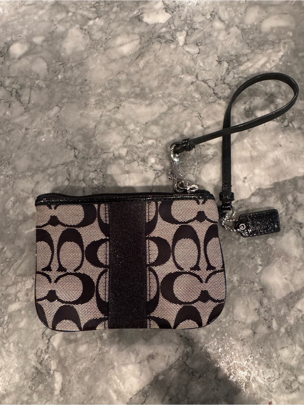 Coach Signature Black/Khaki Wristlet Pouch